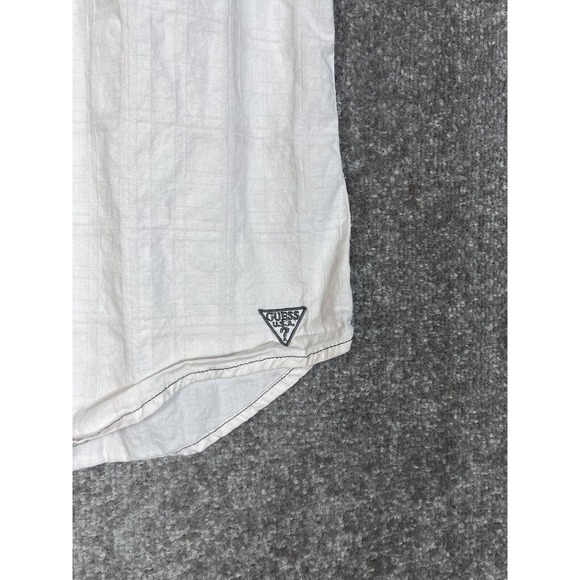 Guess Short Sleeve Chest Pockets Snap Front Collared Shirt Mens Size‎ XL White - Picture 6 of 8